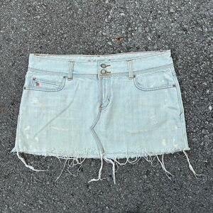 Y2K Abercrombie Light Wash Frayed Denim Mini Skirt Size 8